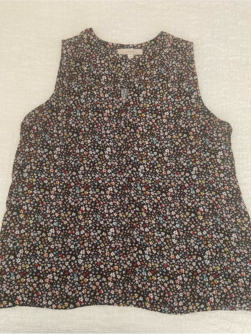 LOFT MIXED MEDIA SLEEVELESS FLORAL PRINT SHELL SIZE XL - Picture 2 of 8